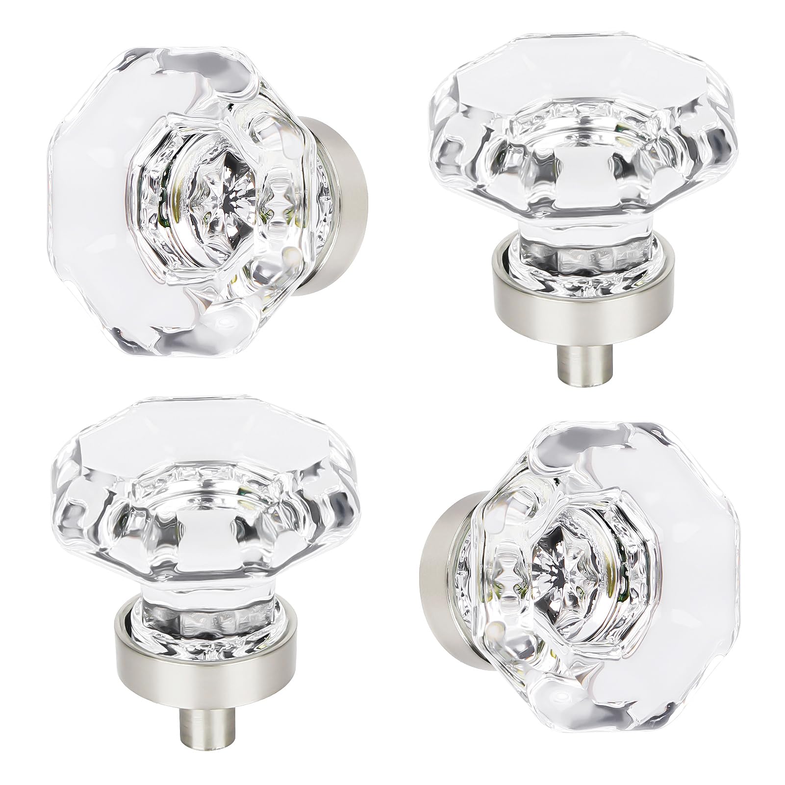 HIEMEY crystal drawer pulls with octagon design for cabinets