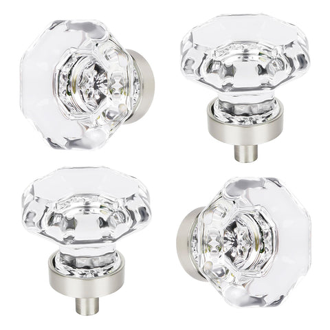 HIEMEY crystal drawer pulls with octagon design for cabinets