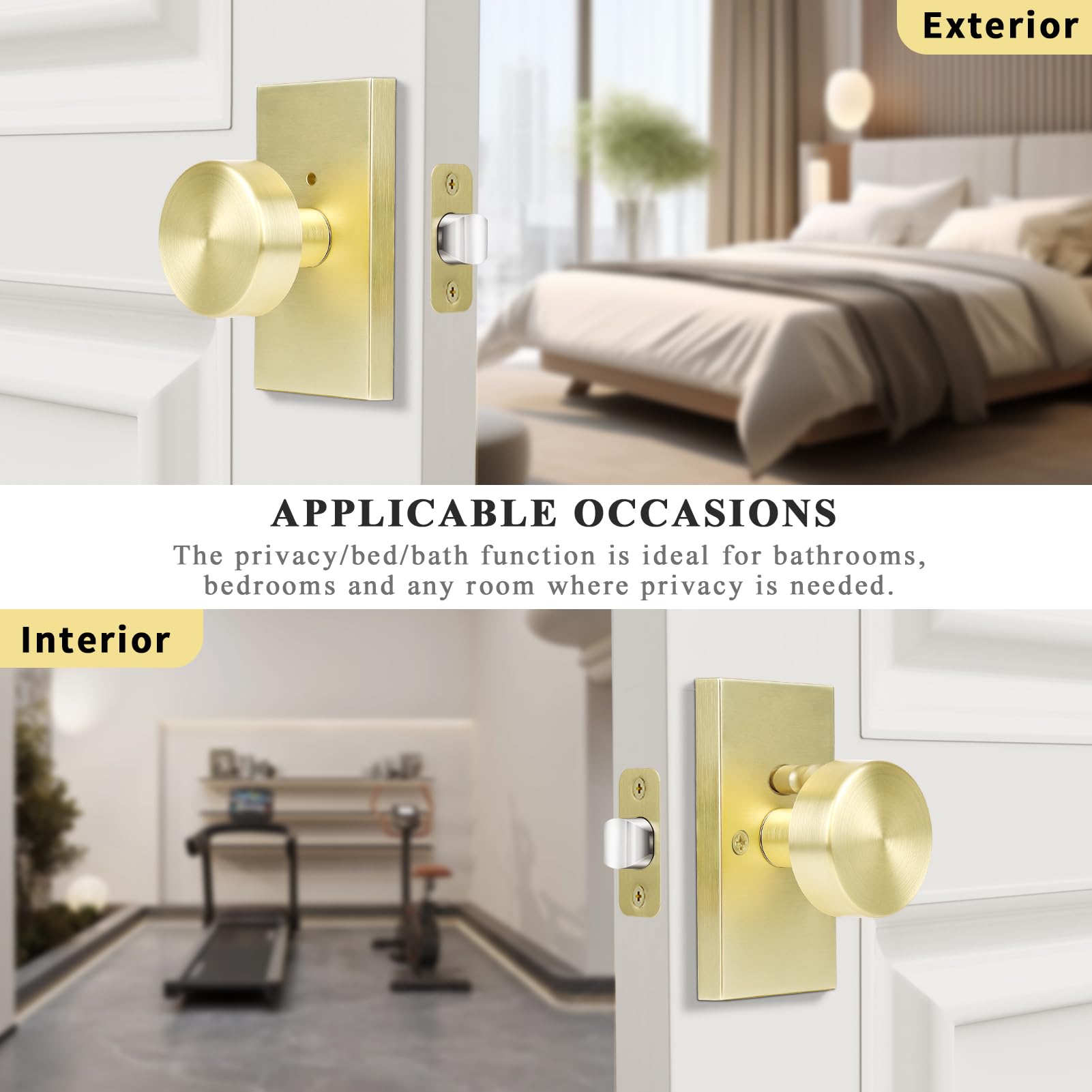 HIEMEY door knob with thumb-turn privacy for inside control and ease.