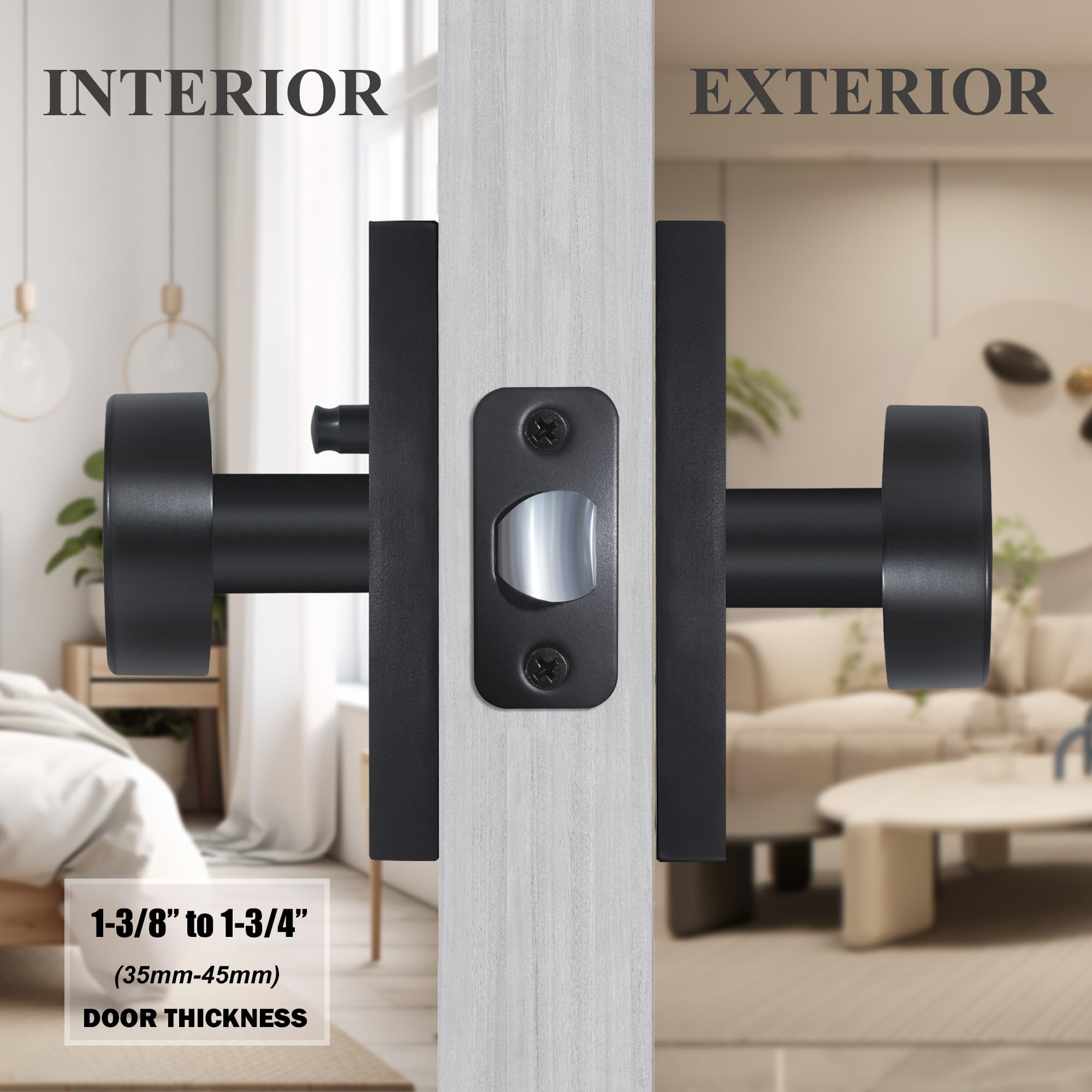 70 mm backset option demonstrated on HIEMEY matte black knob.