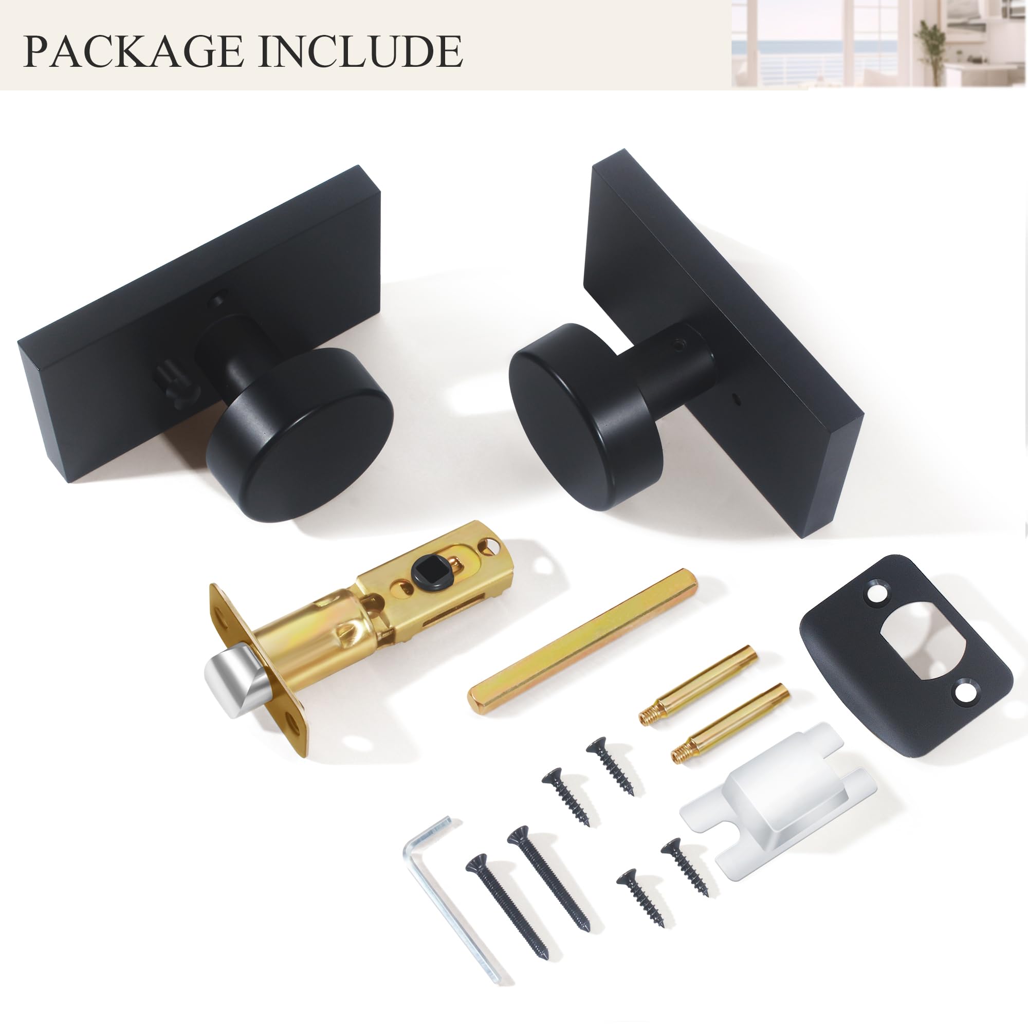 Door knob fits doors 35–45 mm thick with HIEMEY branding.