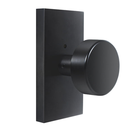 HIEMEY matte black interior privacy door knob for bedroom or bathroom.