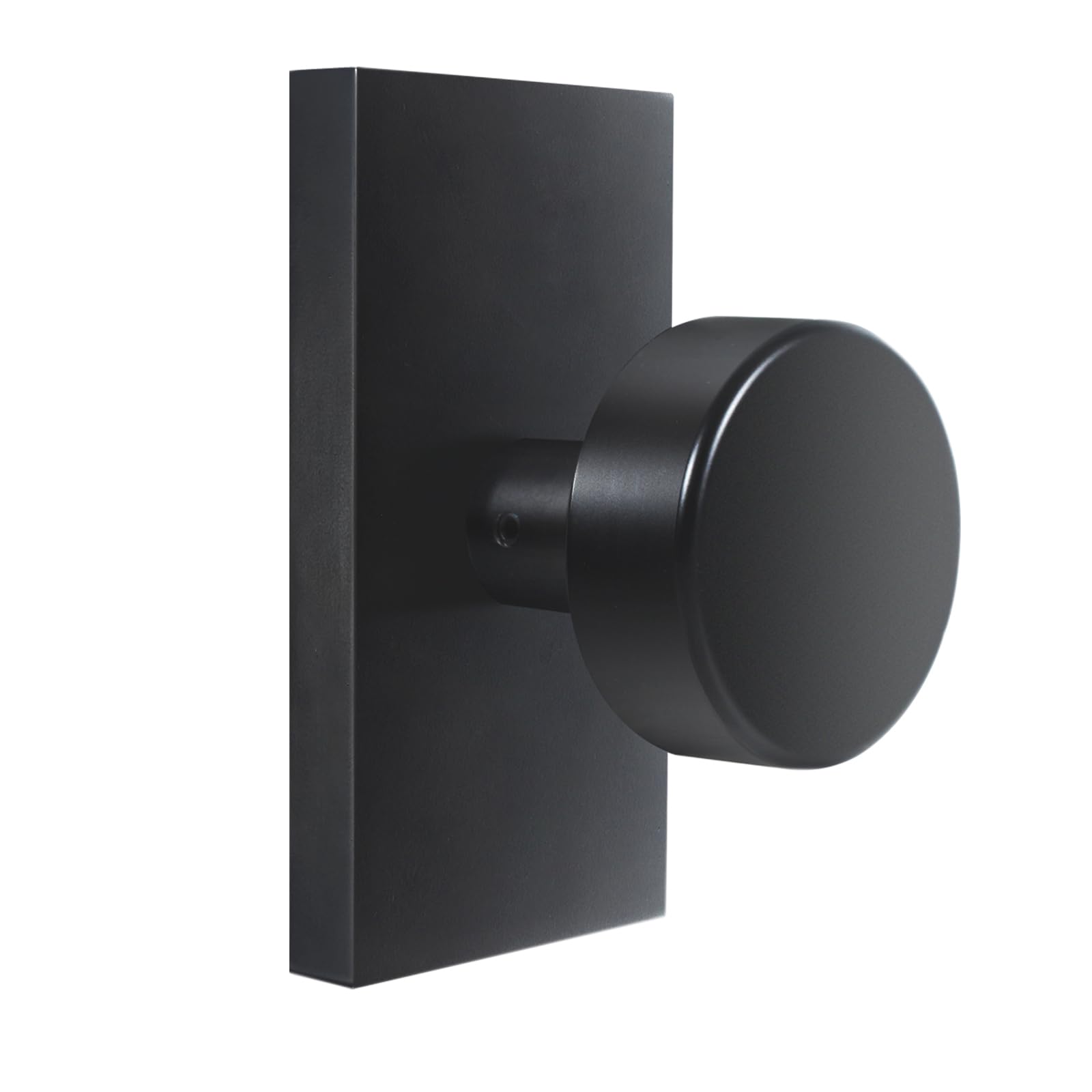 Hiemey matte black knob close-up showcases modern square design for hallways and closets, durable daily use.