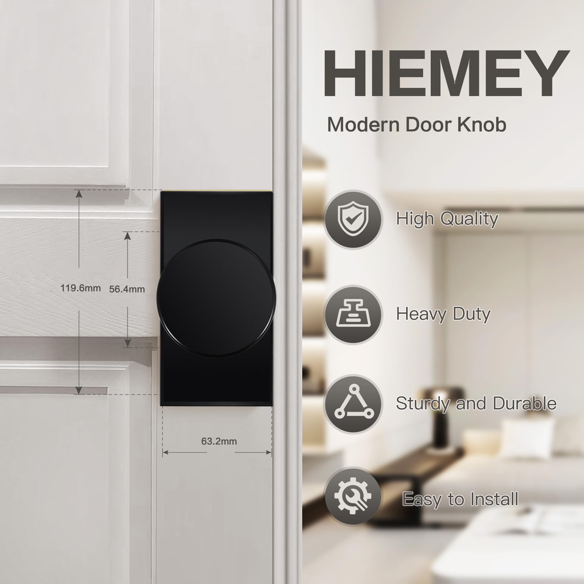 Hiemey modern knob close-up with premium finish enhances contemporary home decor.
