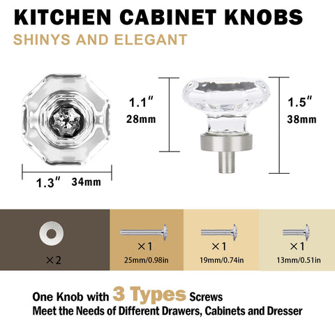 HIEMEY octagon crystal knobs add a shiny focal point to furniture