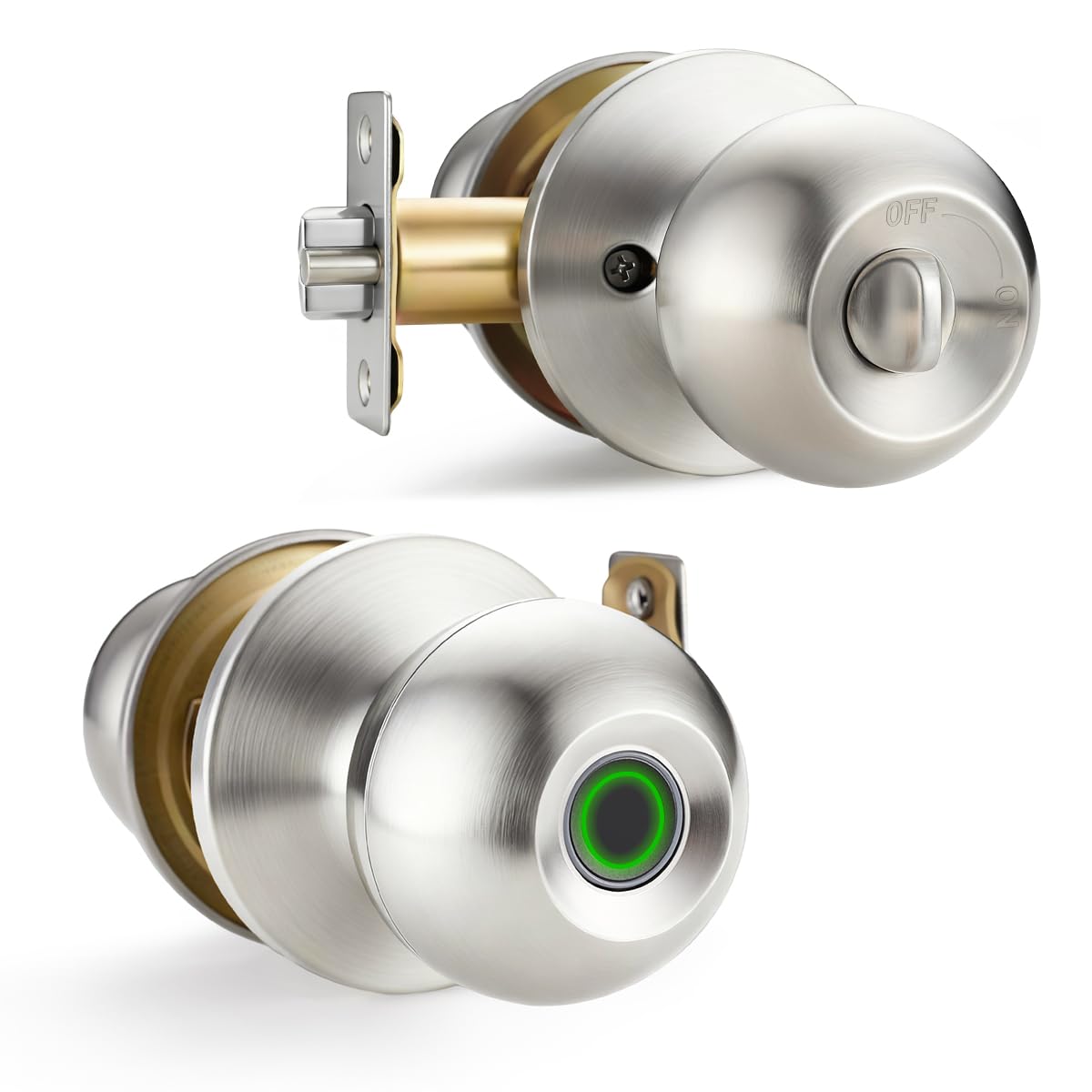 Hiencetec fingerprint door knob front view for quick biometric access.