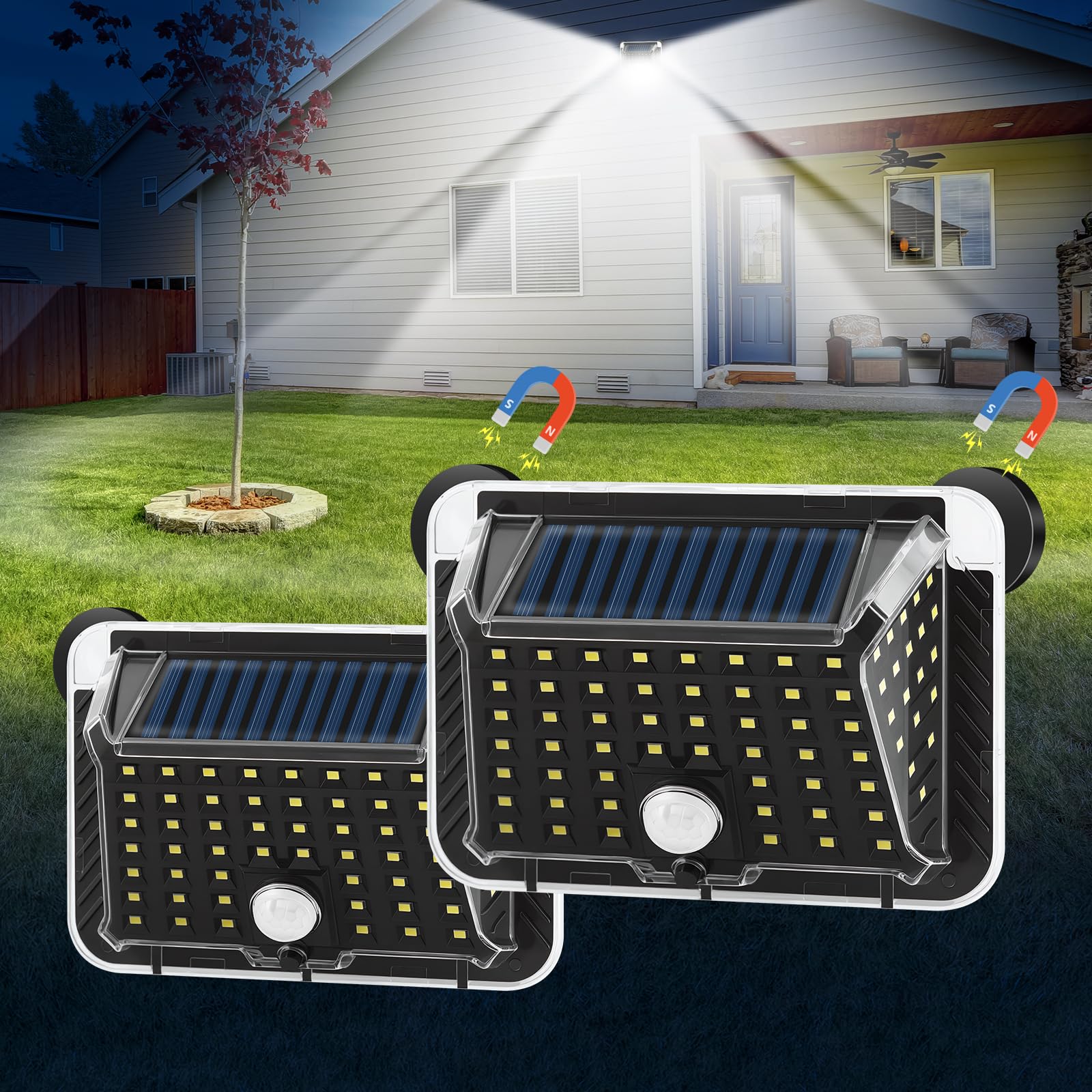 Hifor magnetic solar light with 90 LEDs for broad yard illumination.