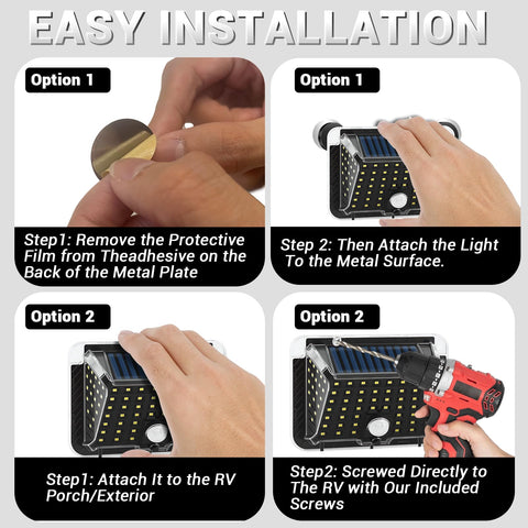 Hifor solar powered lights for patios, gardens, campers and RV sites.