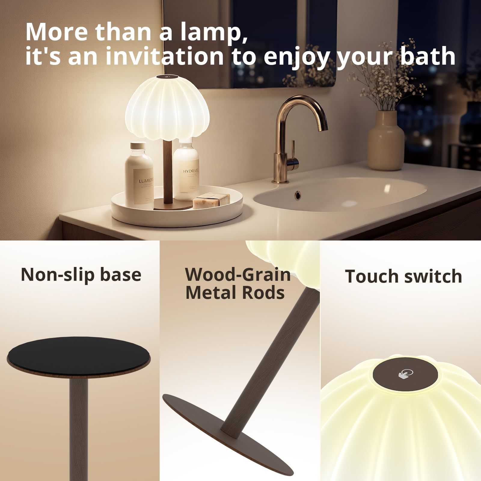 Hifree shower lamp USB-C charging keeps the lamp ready.