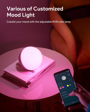 Hifree Smart Table Lamp app-scene-modes showcased for mood lighting customization.