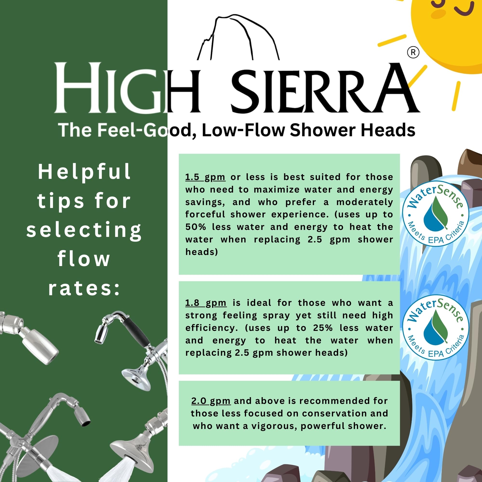High Sierra CLASSIC lead-free construction resists corrosion for durable long-term use.