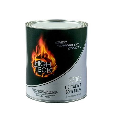 High Teck 77062 lightweight body filler paste in gray for smooth sanding and strong metal adhesion