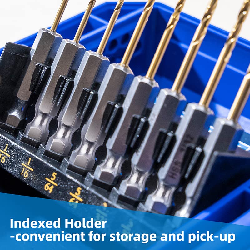 Highfire drill bits cover sizes from 1/16-in to 1/2-in for metal work.