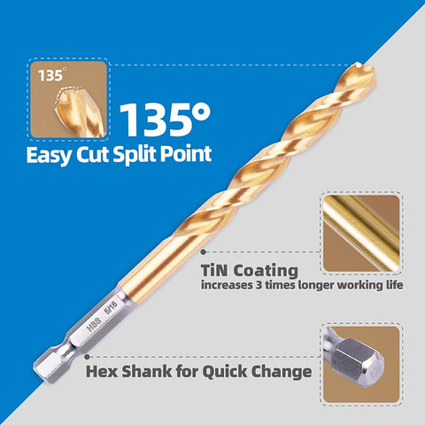 Highfire hex shank bits prevent chuck spinning under pressure.