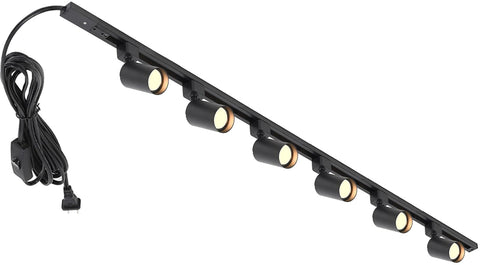 Hiiglxii plug-in track lighting with six heads for versatile ceiling illumination.