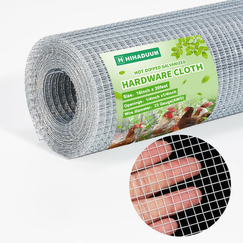 HIHADUUM hardware cloth full roll shows 16 in by 20 ft layout for versatile fencing