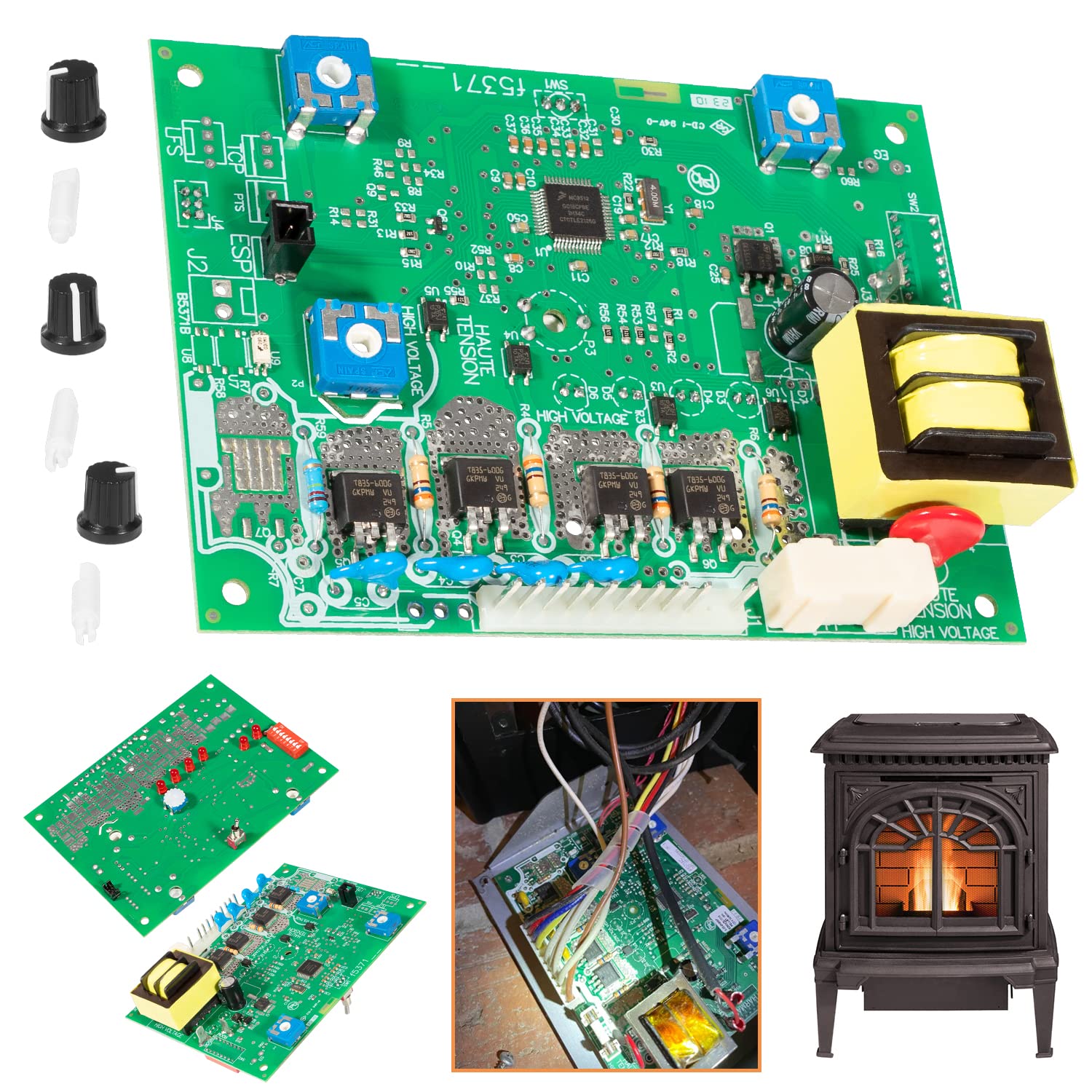 Hihitomorrow 1-00-05886 control board front view for Harman stoves improves reliability