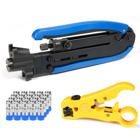 Hiija RG6 compression tool front view for durable coax installations
