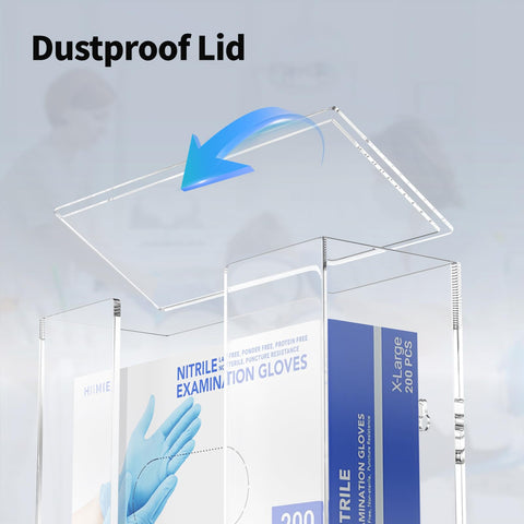 HIIMIEI acrylic glove dispenser wall mount top view demonstrates compact footprint
