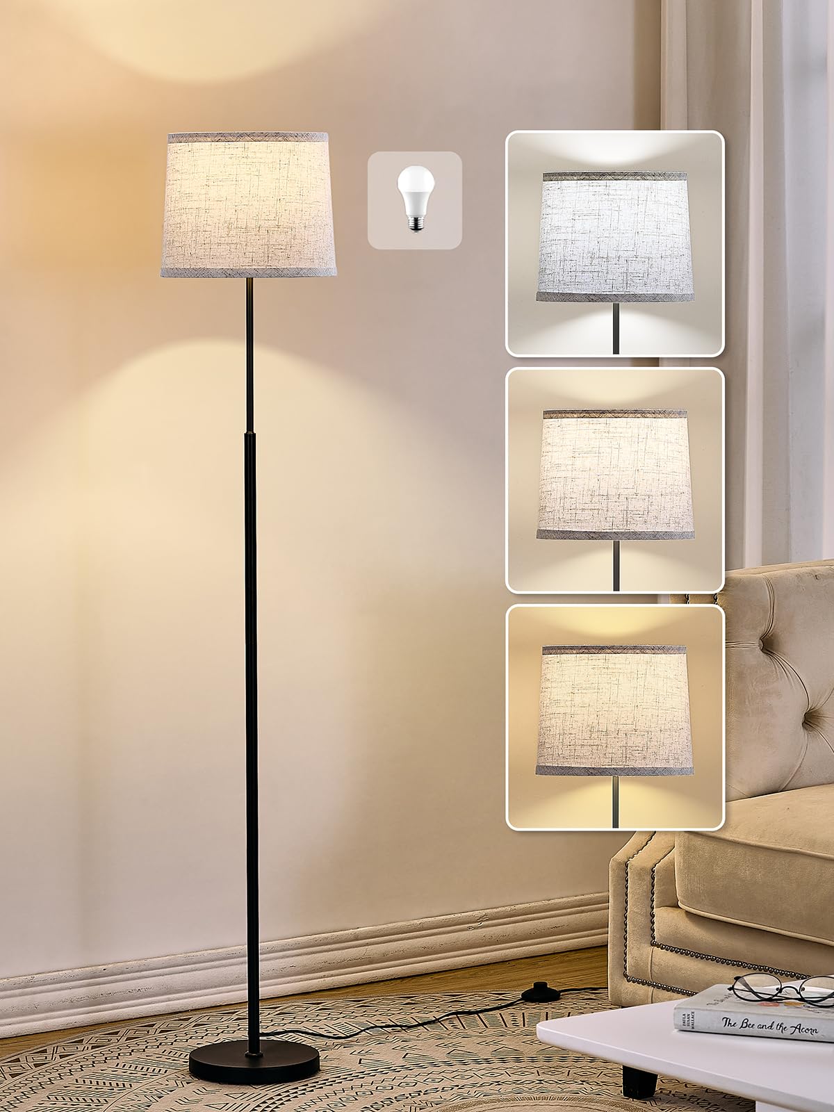 Hikczc 60inch lamp with oatmeal shade brightens living spaces