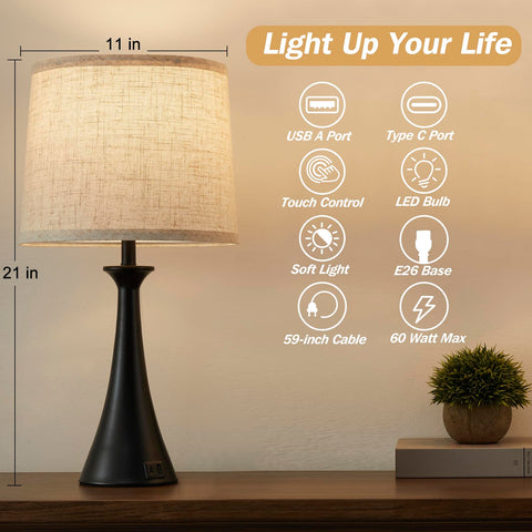 Hikczc touch lamp brightness set to a dimmed level in a cozy space