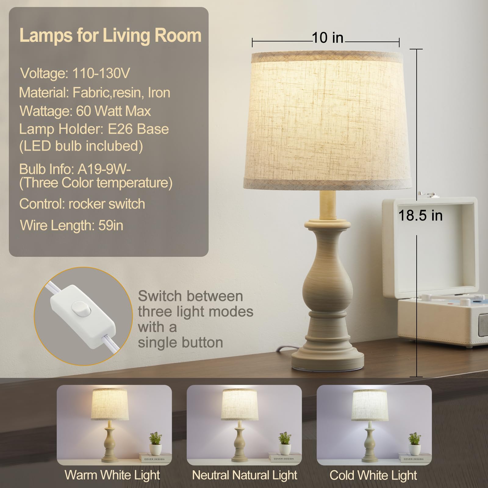 Hikczc bedside lamp beside bed adding warm nighttime light