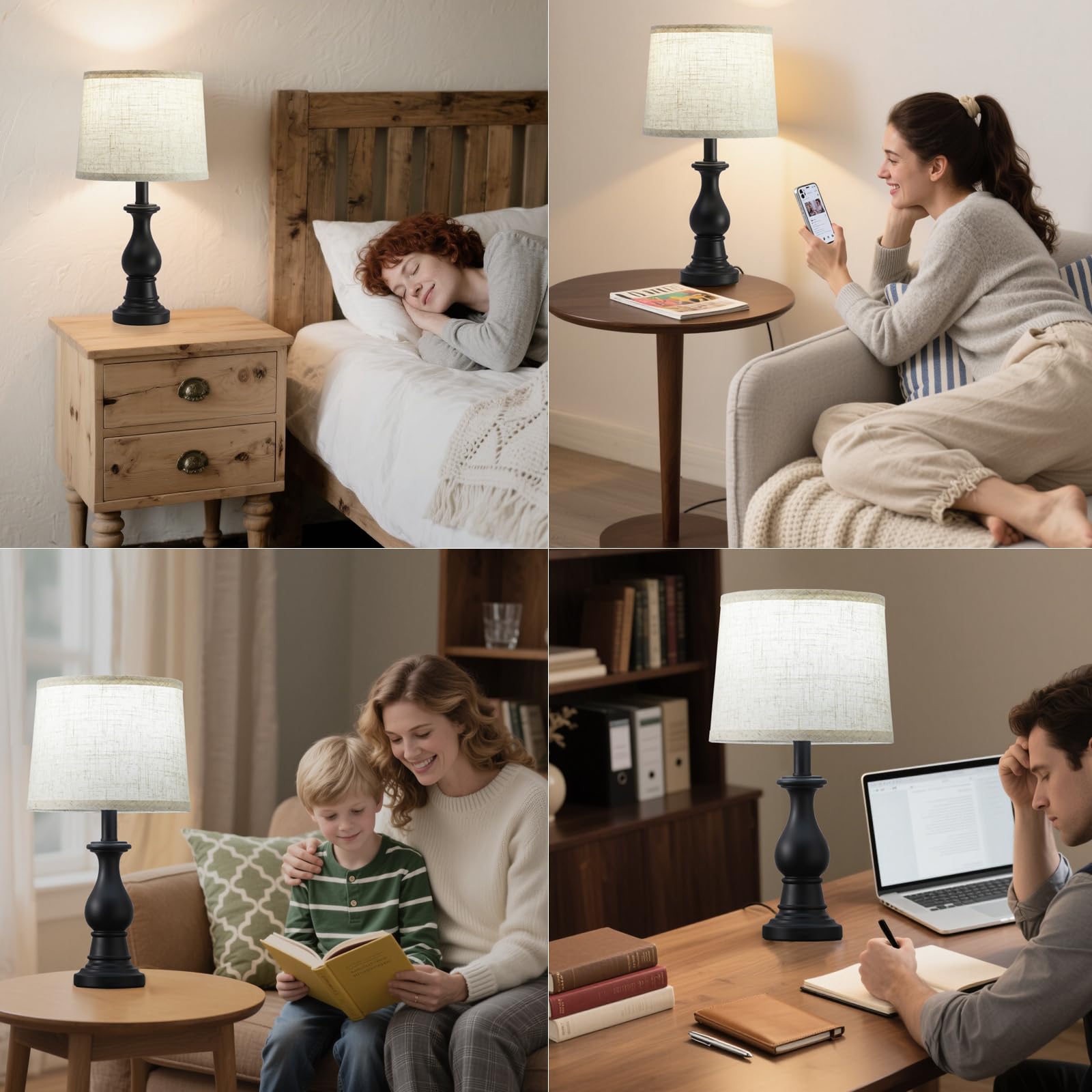 Hikczc black-finish table lamp blends with modern and rustic interiors