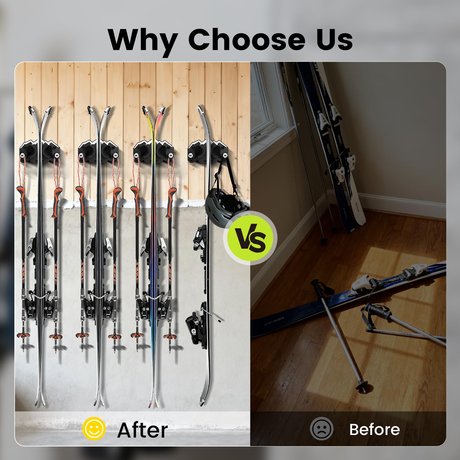 Hikeen Ski & Snowboard Wall Mount rugged construction supports up to twenty pounds.