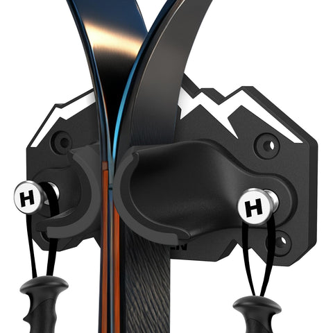 Hikeen Ski & Snowboard Wall Mount secure grip holds skis firmly in garage walls.