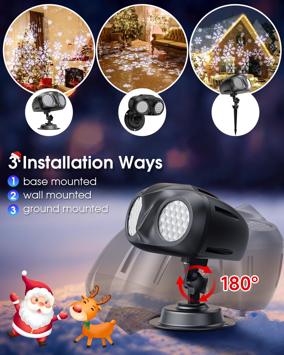 Hiketrax Snowflake Light with Timer reduces energy use while decorating.