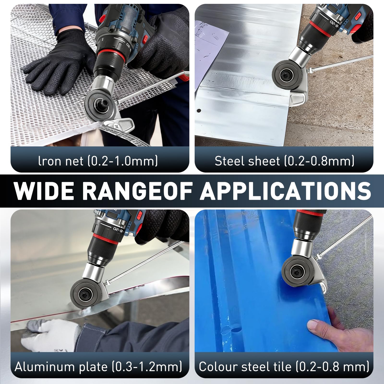 Hilandkom nibble in cutting action producing smooth lines on metal