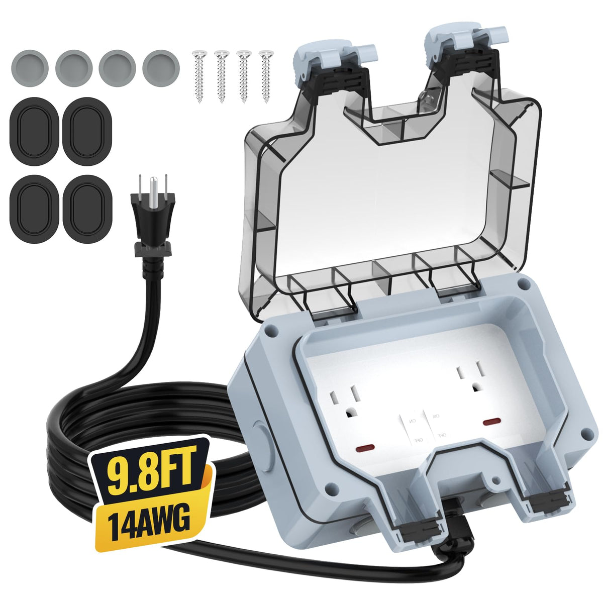 Hilictokt outdoor outlet box front view with IP66 protection for resilient weather use