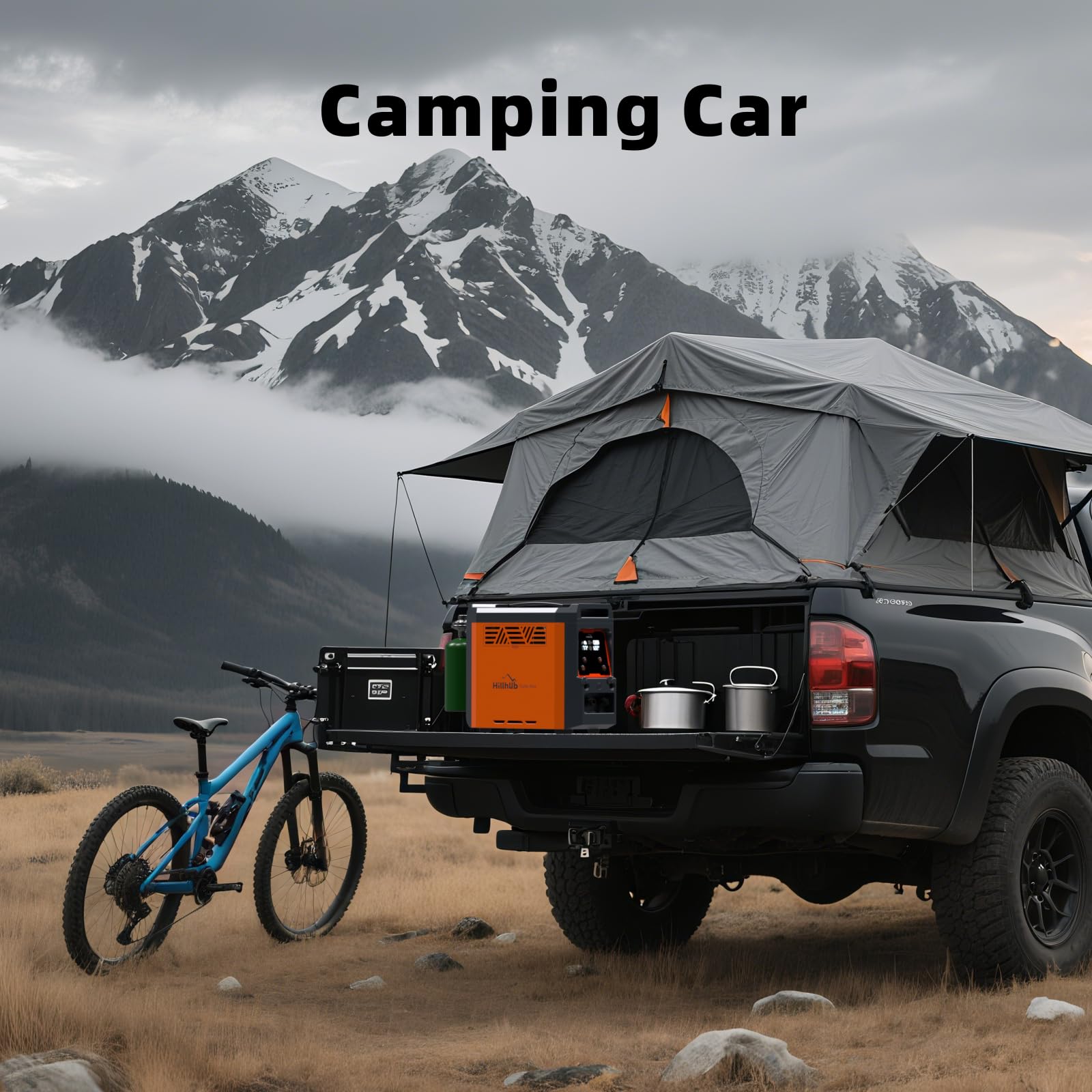 Hillhub water pump included ensures steady flow for showers and gear cleaning.