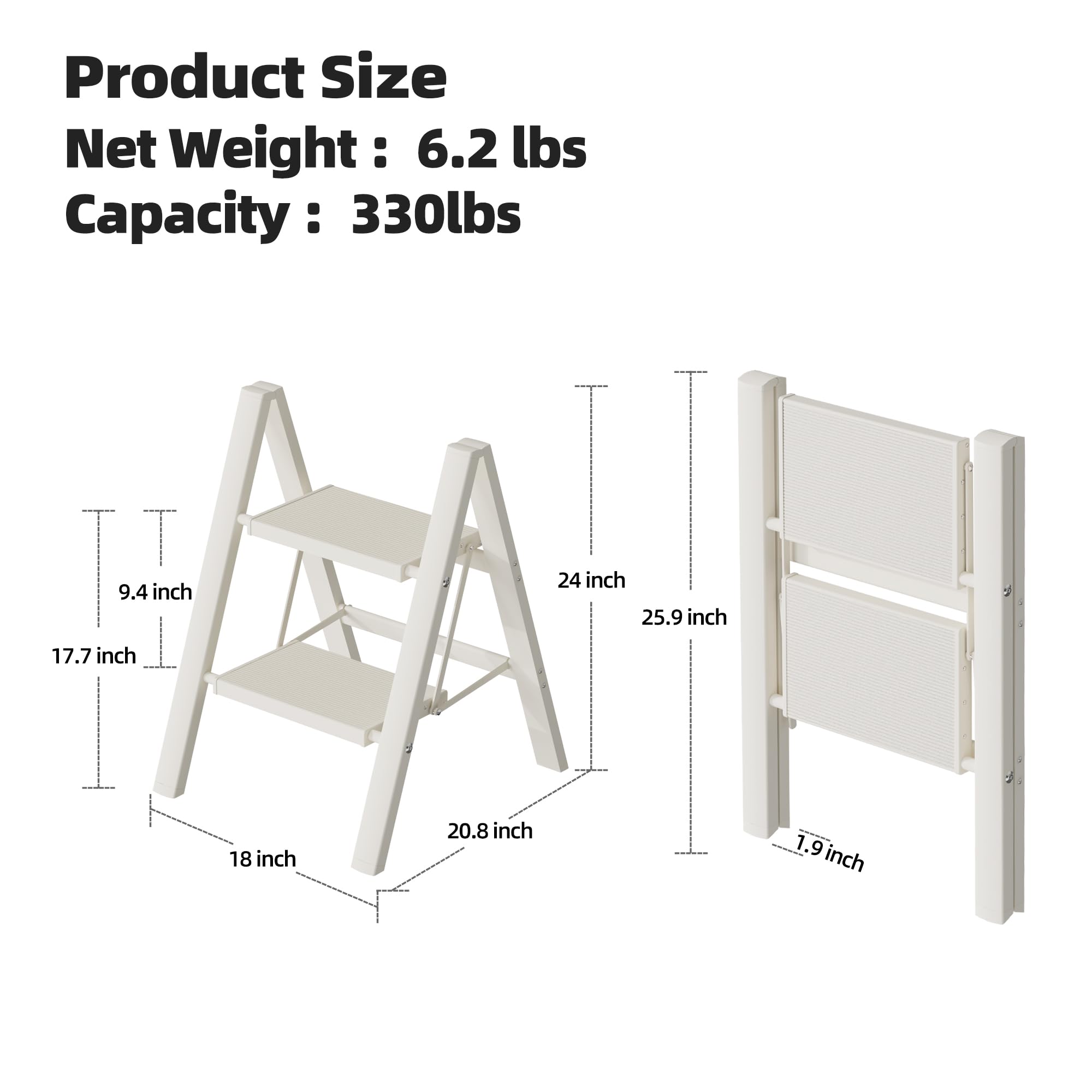 HillhutApex 2 Step Ladder lightweight and portable at 6.3 lb