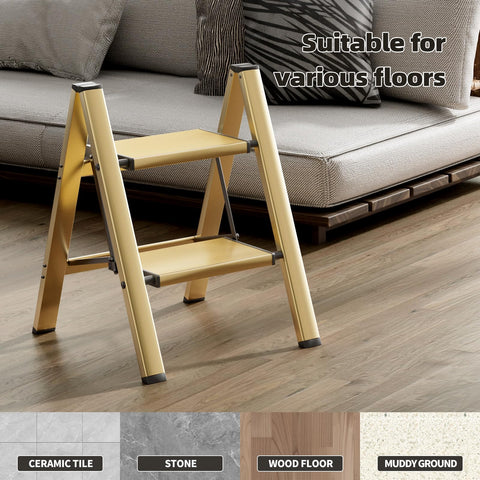 HillhutApex 2 Step Ladder portable for quick setup in home or office.