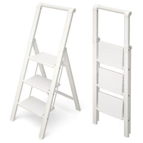 HillhutApex 3-Step Foldable Ladder with handle for stable reach