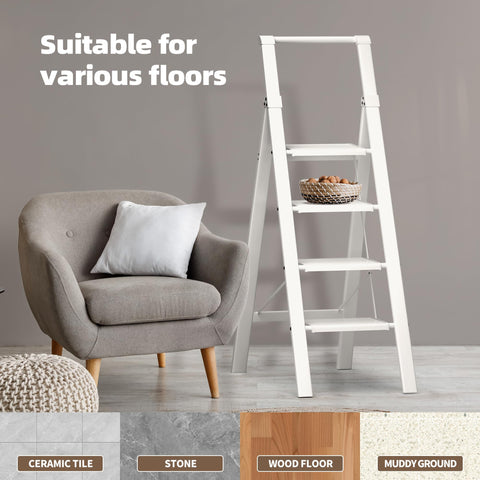 HillhutApex 4 Step Foldable Ladder anti-slip pedals prevent slips during use.