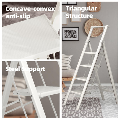HillhutApex 4 Step Foldable Ladder folds compactly for easy storage.