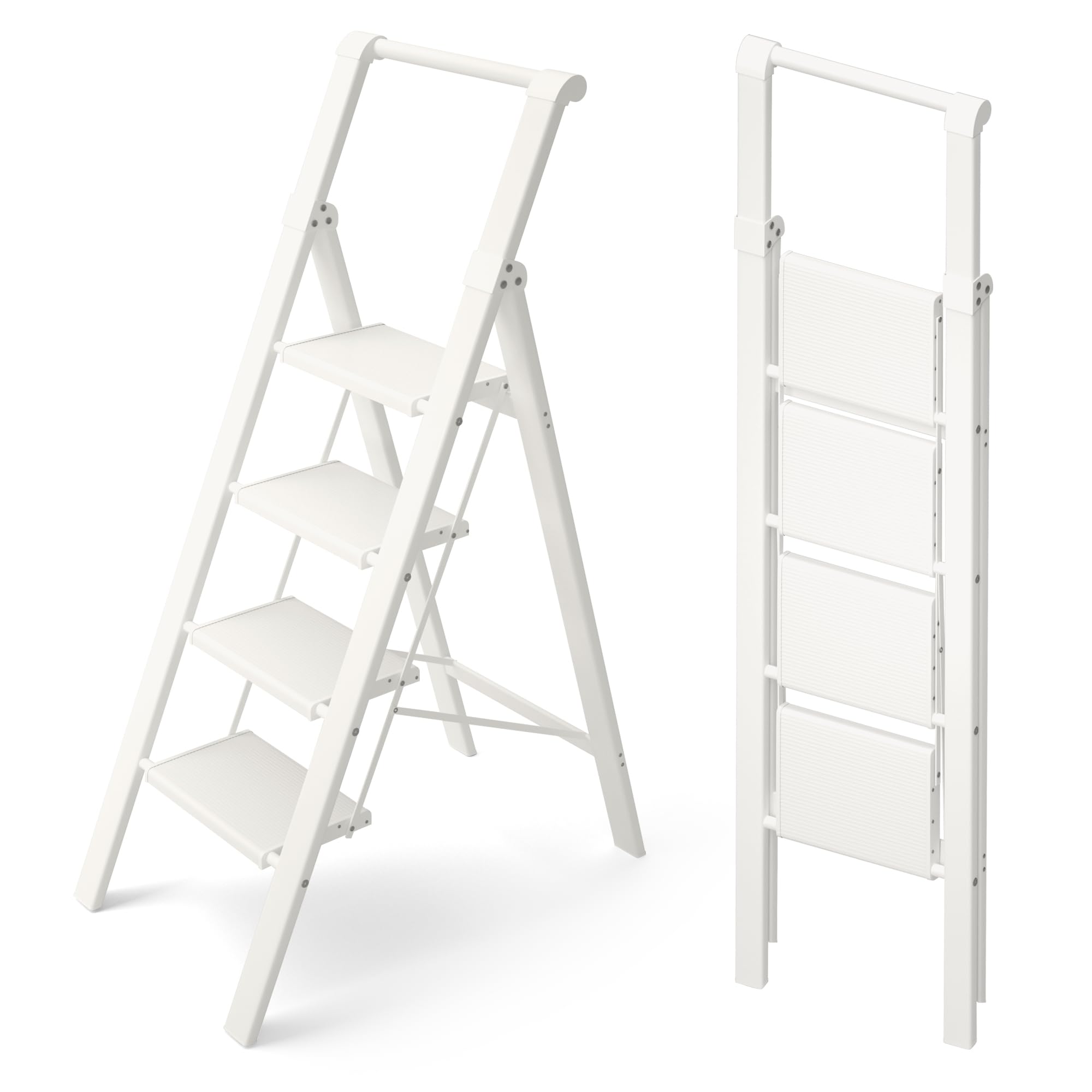 HillhutApex 4 Step Foldable Ladder open design enables easy ceiling reach.