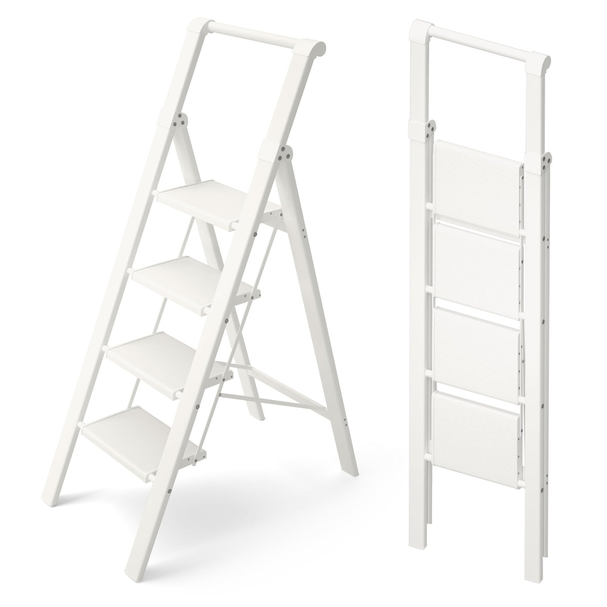 HillhutApex 4 Step Foldable Ladder open design enables easy ceiling reach.