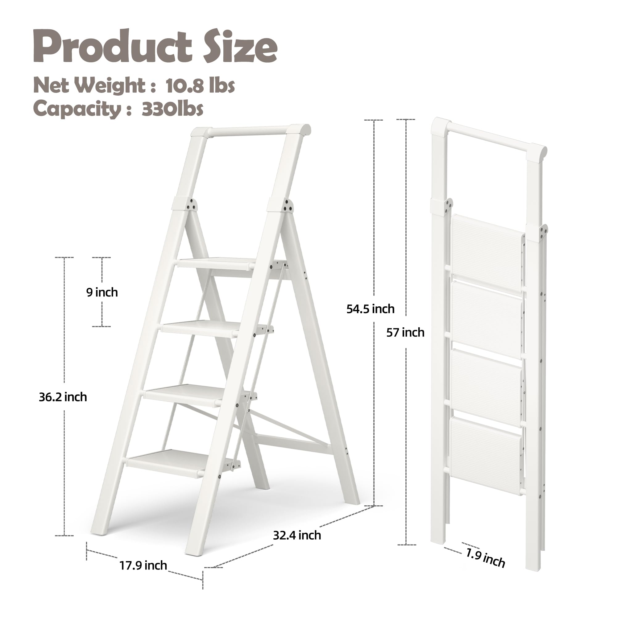HillhutApex 4 Step Foldable Ladder with U-shape handgrip for secure grip.