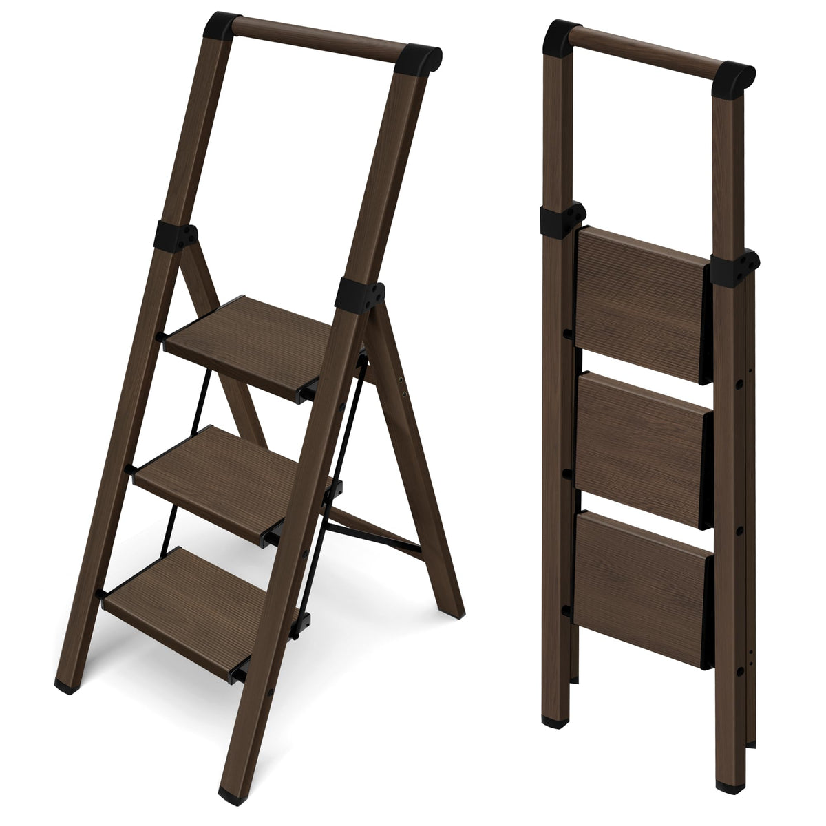 HillhutApex foldable ladder with a carrying handle for easy transport