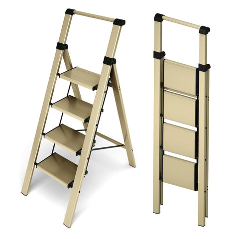 HillhutApex foldable ladder opened to 54 inches for high shelves and pantry tasks.