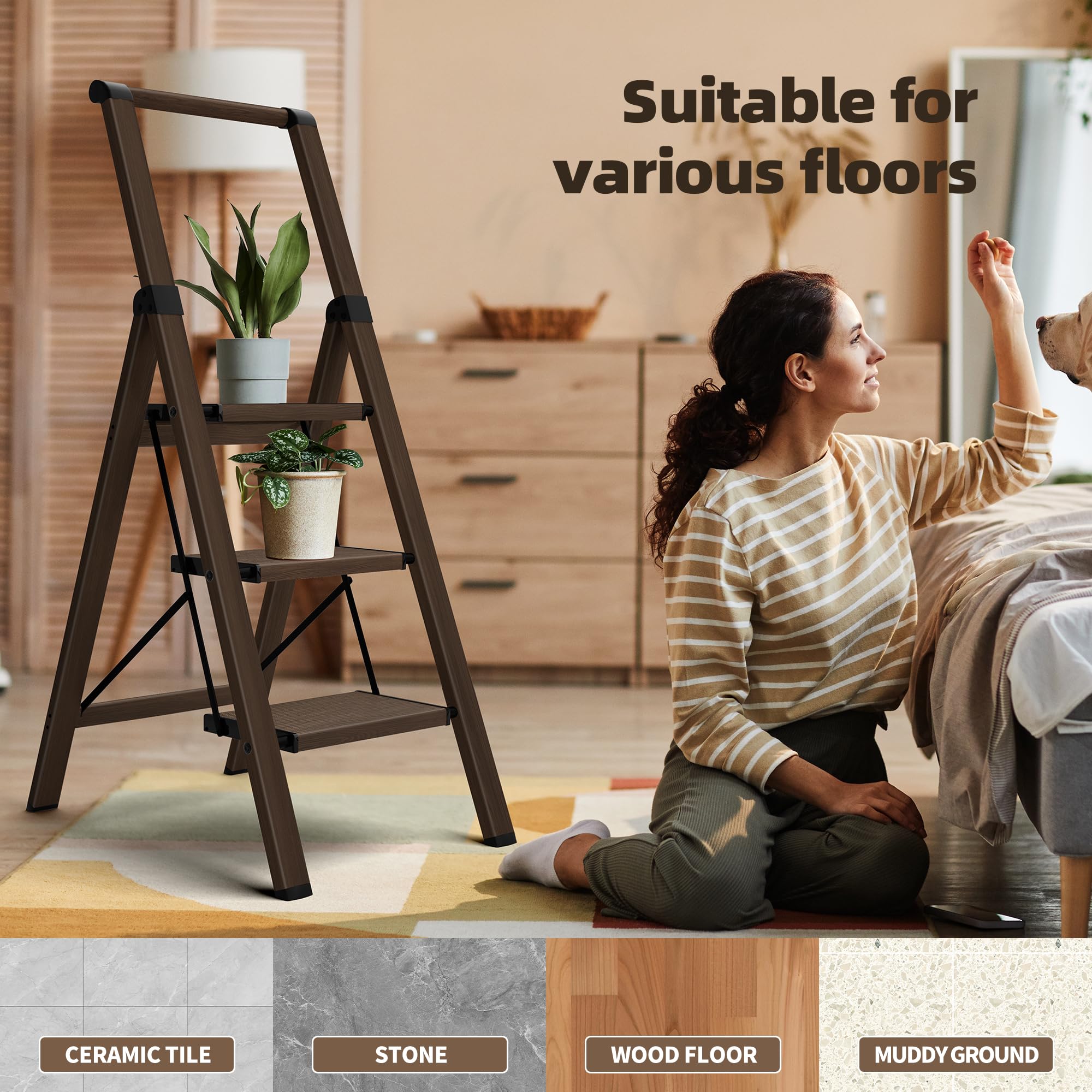 HillhutApex folded ladder profile stores in narrow spaces