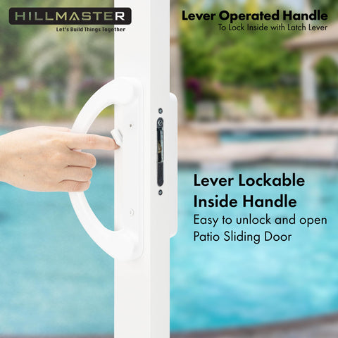 Hillmaster exterior pull with key cylinder provides outside locking access for added convenience.
