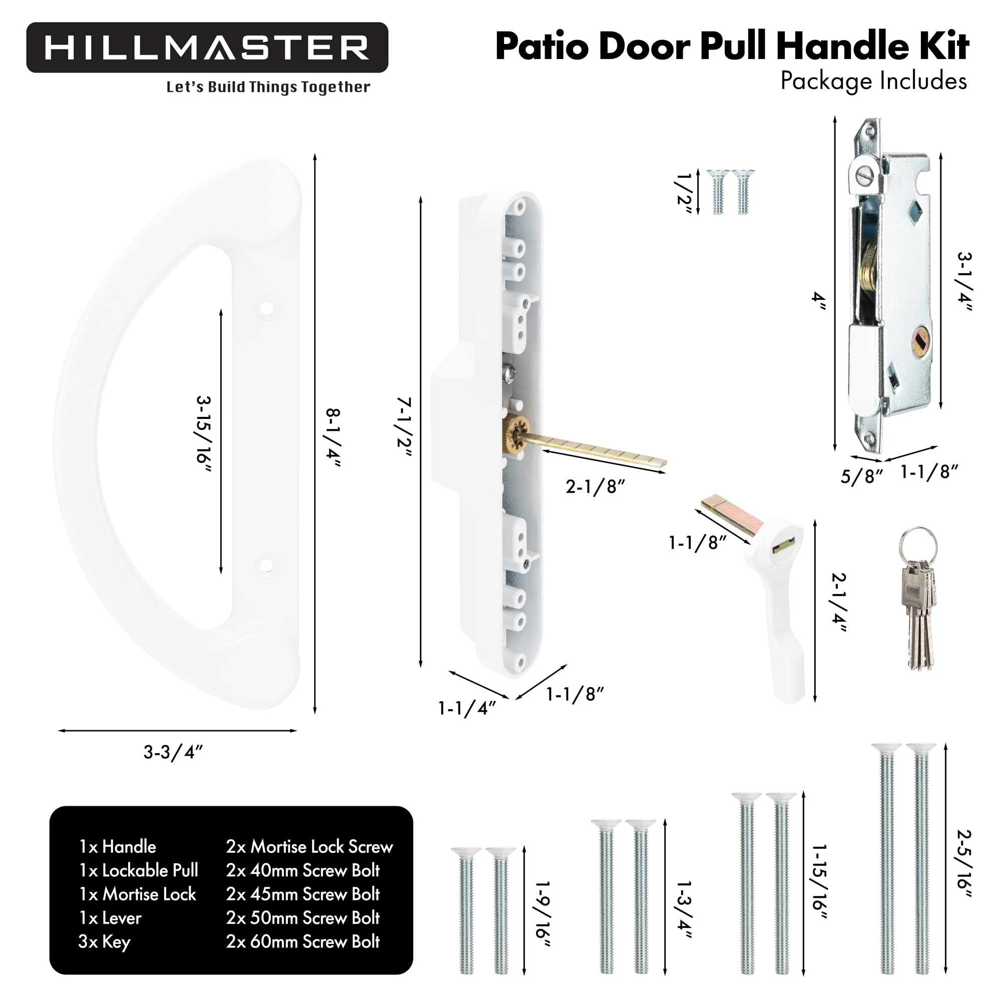 Hillmaster interior handle completes the replacement set for fast, reliable installation.