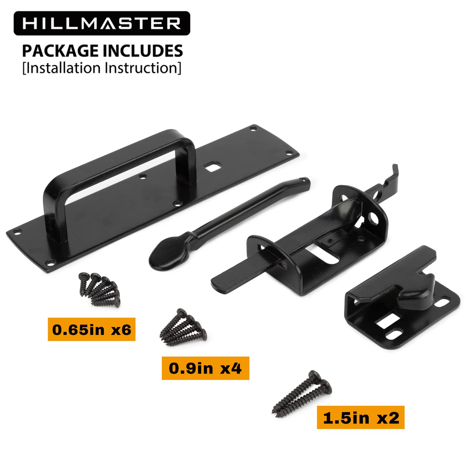 Hillmaster multipurpose fence latch suited for wood, vinyl, and metal gates.