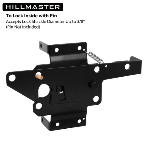 HILLMASTER padlock-ready gate latch enables extra security with a standard padlock.