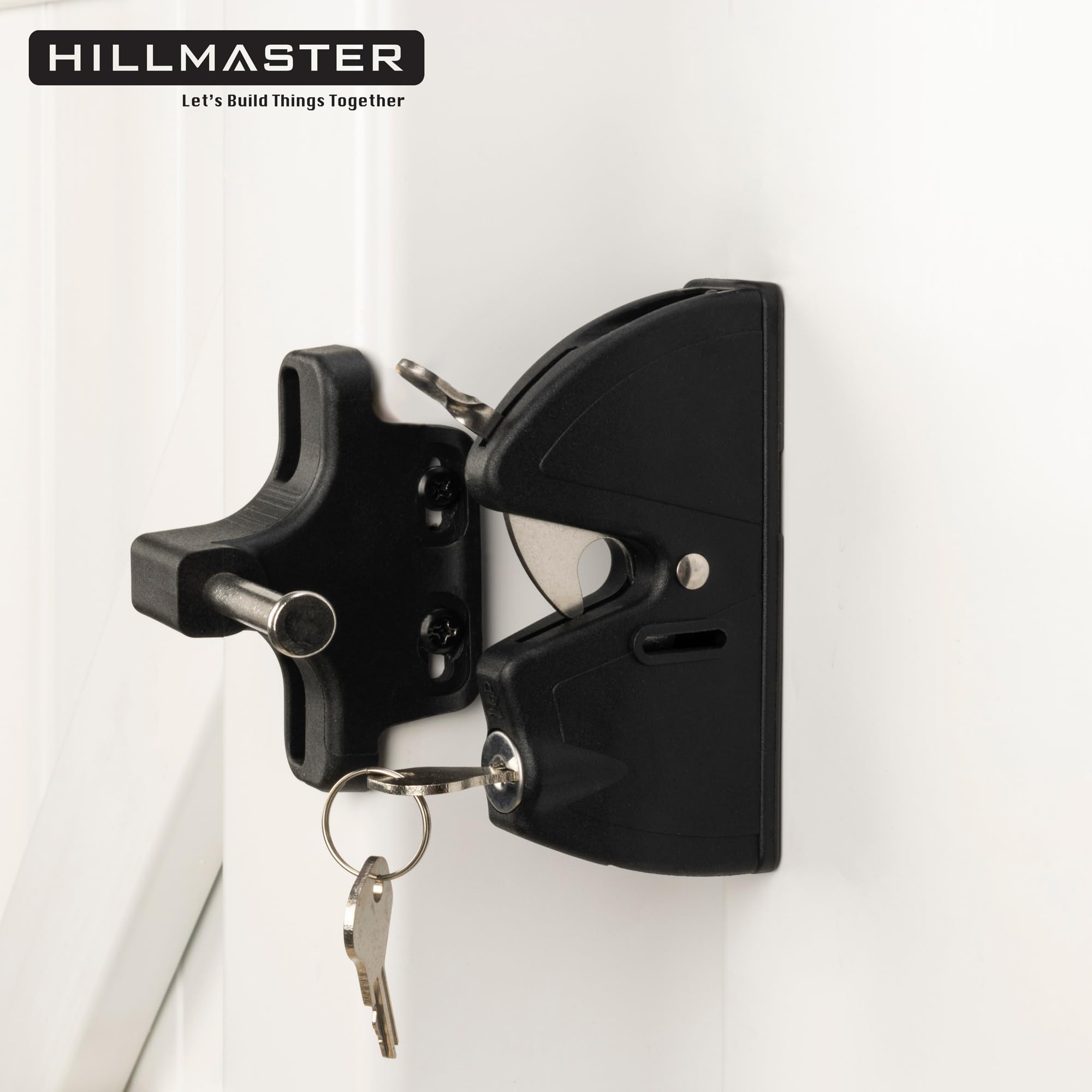 Hillmaster versatile gate latch suited for metal, wood, and vinyl fences.