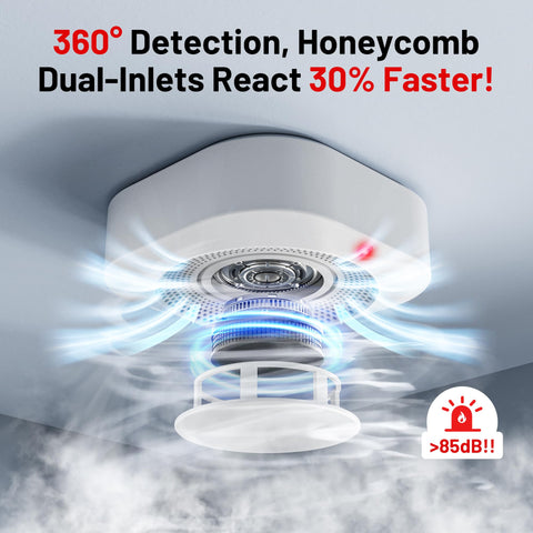 Hilmon smoke alarm emits an ultra-loud 85 dB alert for home awareness.
